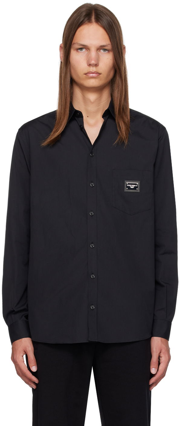 Skjorta Dolce & Gabbana Black Martini-Fit Shirt Svart | G5JG4TFU5U8