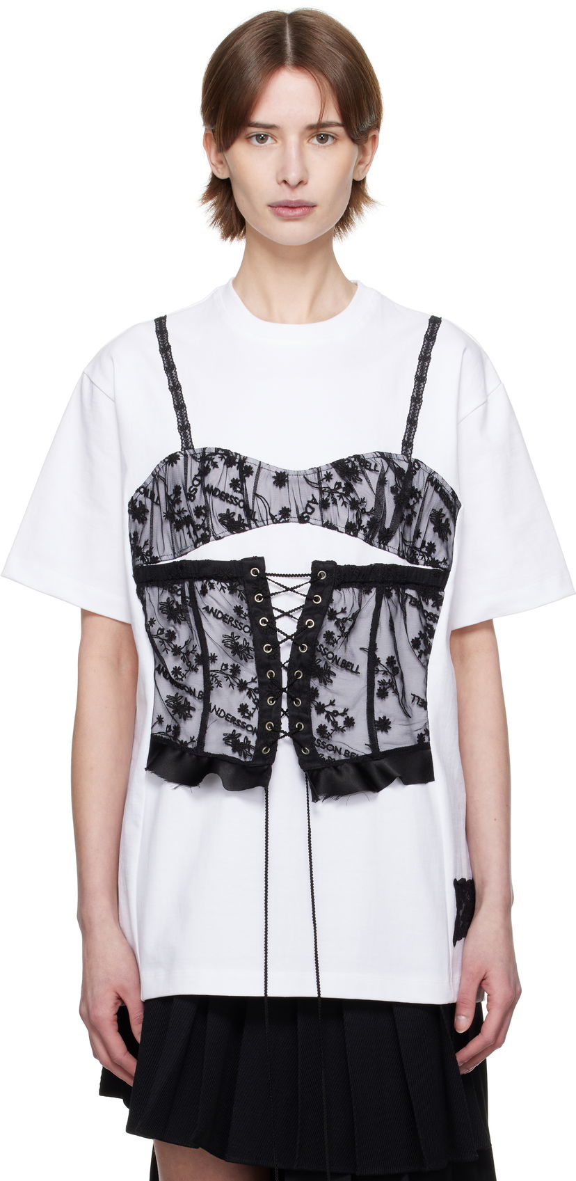 T-shirt Andersson Bell Andersson Bell Lace Corset Oversized T-Shirt Vit | atb1268w