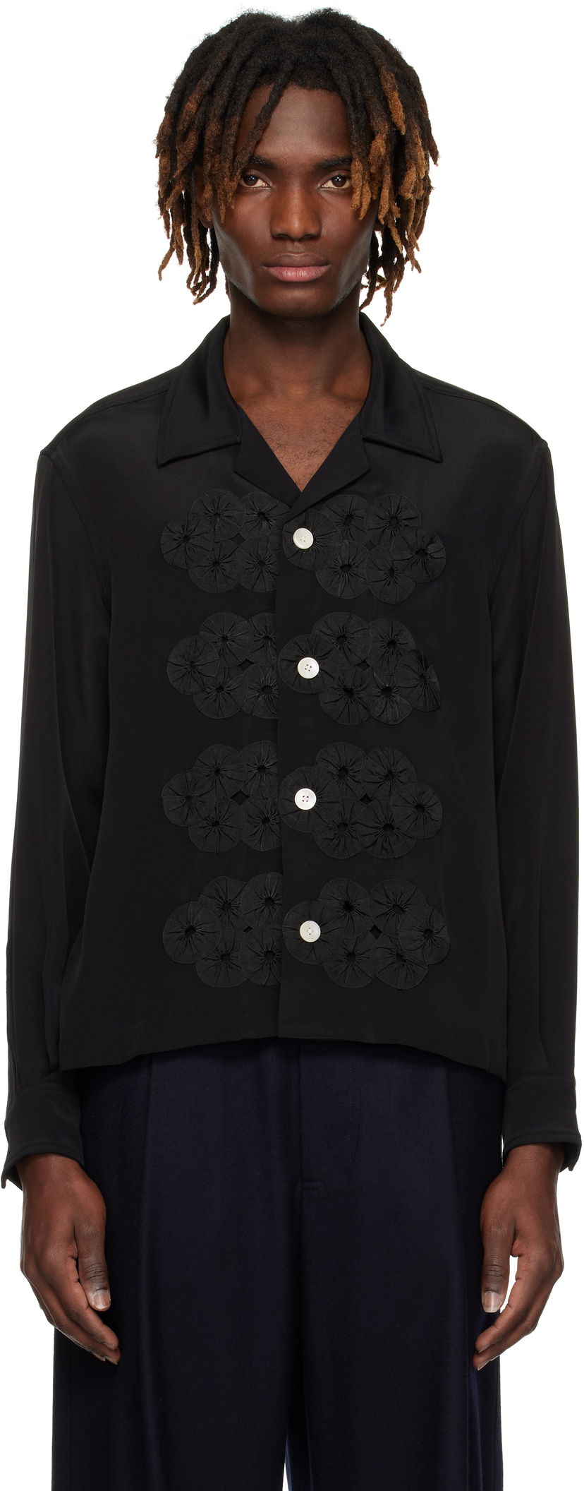 Skjorta Bode Bode Ribbon Garland Shirt Svart | MRS25SH037