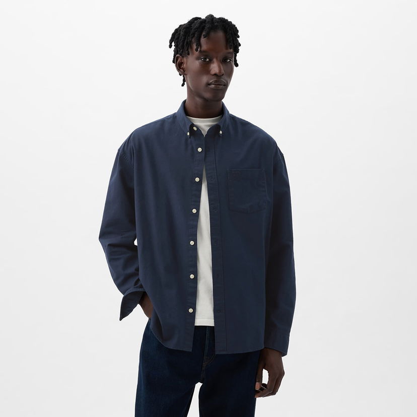 Skjorta GAP Shirt Standard Logo Oxford Shirt Tapestry Navy XS Svart | 887258-01