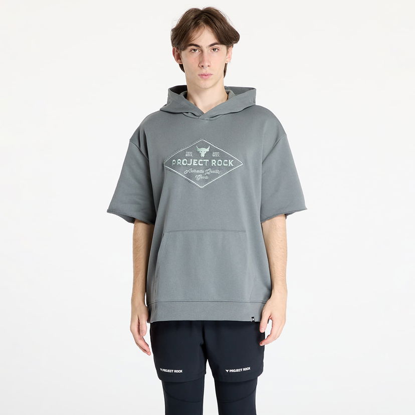 Sweatshirt Under Armour Project Rock Heavyweight Short Sleeve Hooded Tools T-Shirt Clay Green/ Clay Green Grön | 1386900-709