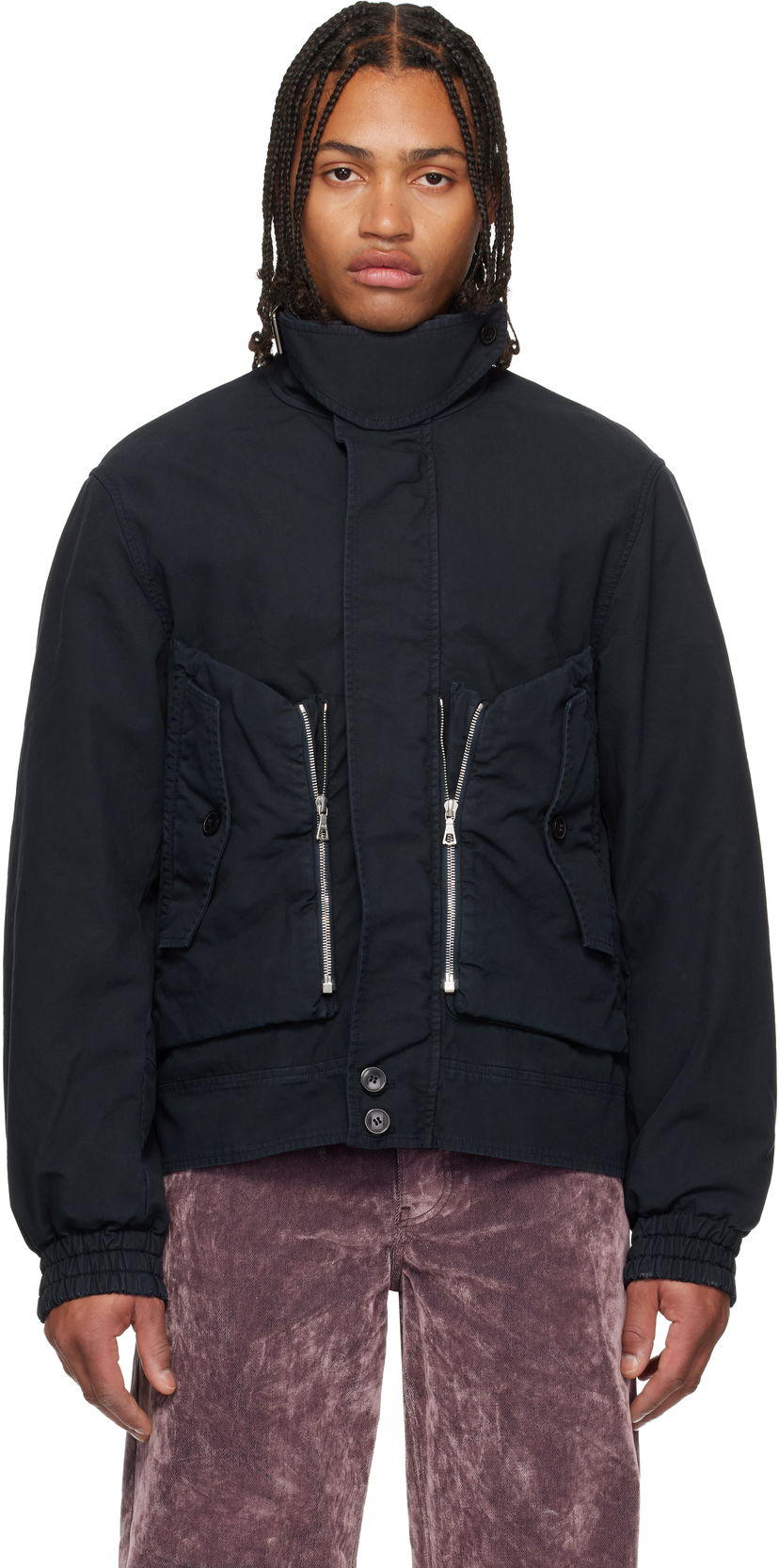 Jacka Dries Van Noten Dries Van Noten Overdyed Shell Jacket Mörkblå | 252-020588-2101