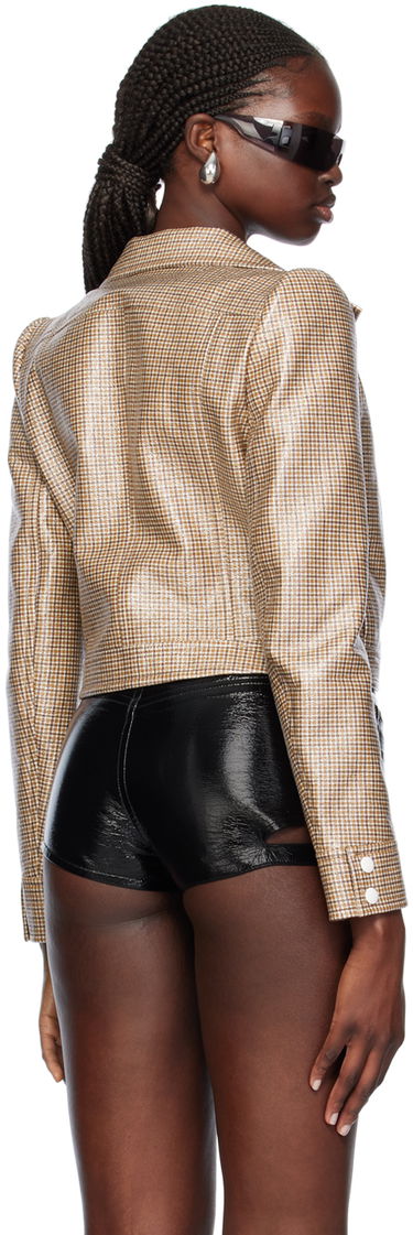 Jacka Courrèges Cropped Check Print Buttoned Jacket Brun | 124CBL005PR0042, 2