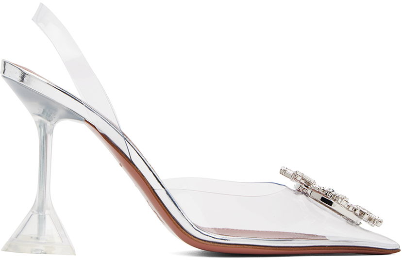 Sneakers och skor Amina Muaddi Transparent Begum Glass Slingback Heels Vit | BEGUM GLASS SLING CL PVC