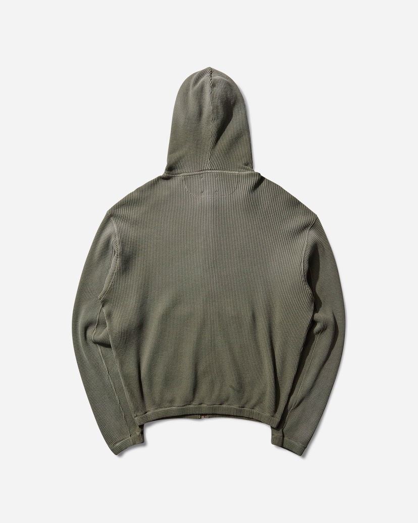 Sweatshirt ROA Sun Faded Waffle Zip Up Hoodie Grön | RBMW0513FA340 GRN0012