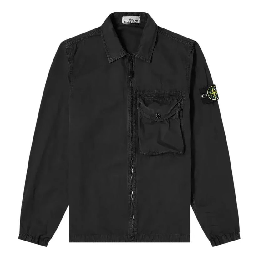 Skjorta Stone Island Zip Pocket Overshirt Svart | 7415117WN-V0129