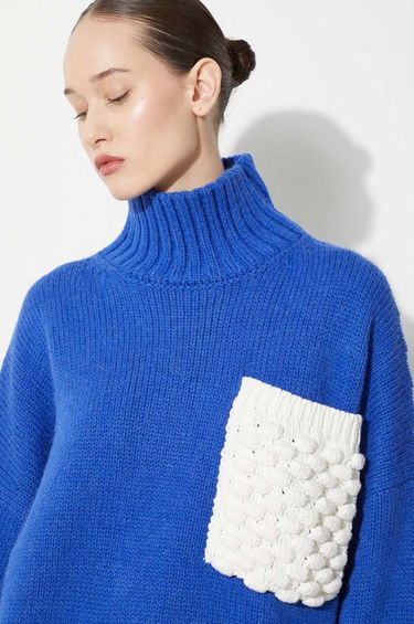 Sweater JW Anderson JW Anderson Textured Patch Pocket Turtleneck Sweater Blå | KW1150.YN0144.823, 4