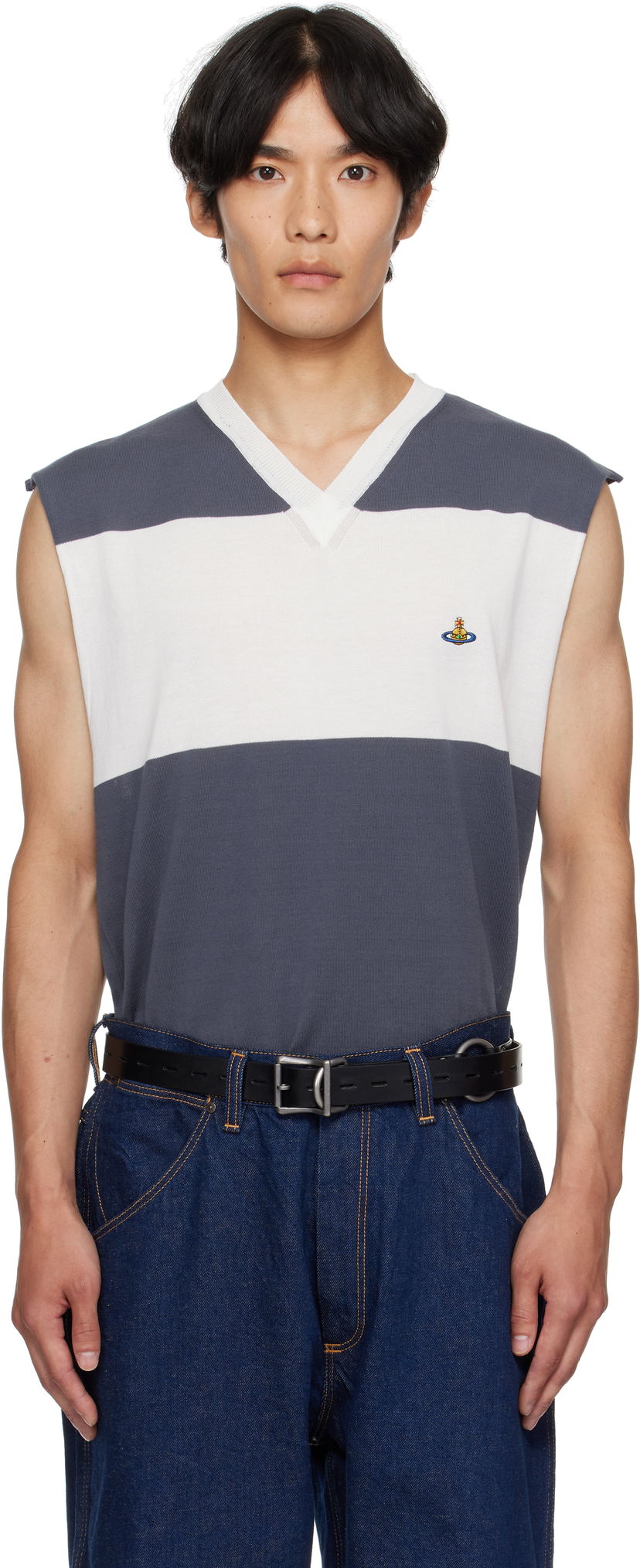 Sweater Vivienne Westwood Vivienne Westwood Ollie Striped Sweater Vest Grå | 2701002J-Y003F-