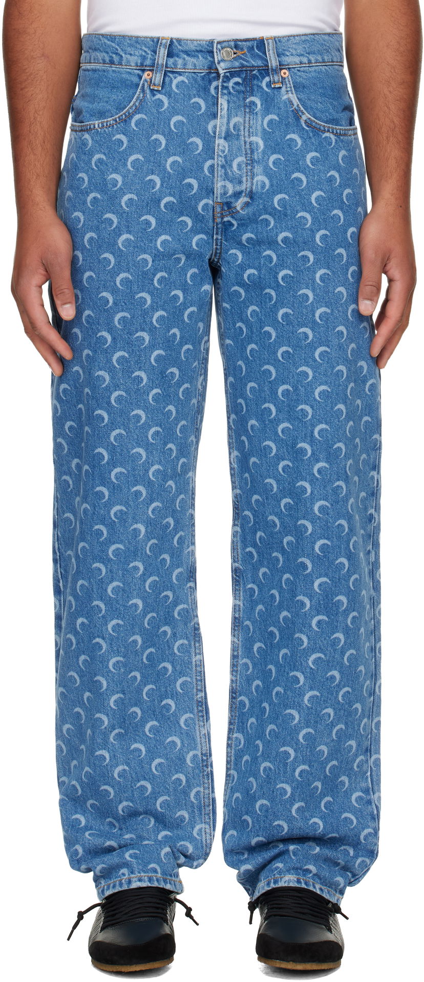 Jeans Marine Serre Moon Laser Baggy Jeans Blå | MPA070BCDEN0002