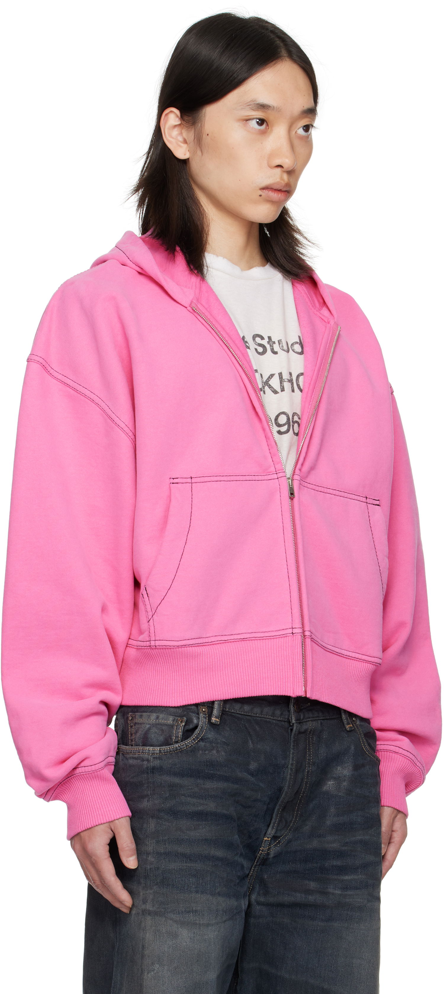Sweatshirt Acne Studios Acne Studios Zip-Up Hoodie Rosa | CI0208-, 1
