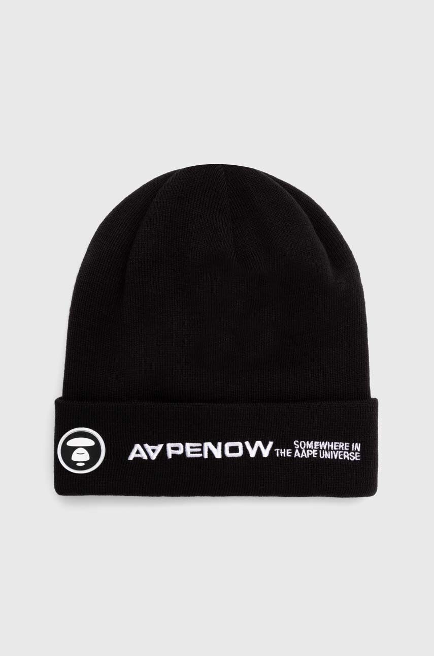 Mössa AAPE by A Bathing Ape AAPE Solid Color Beanie Svart | AHT4866, 0