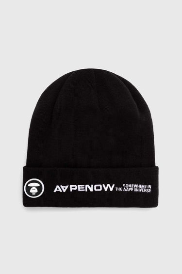 Mössa AAPE by A Bathing Ape AAPE Solid Color Beanie Svart | AHT4866, 0