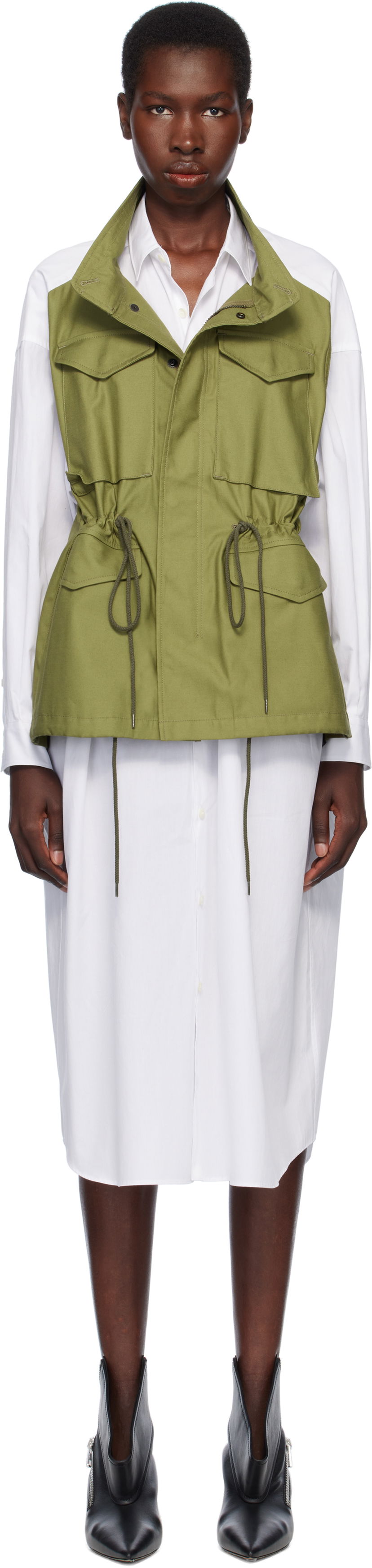 Väst Junya Watanabe Junya Watanabe Shirt Midi Dress Grön | JO-O028-051