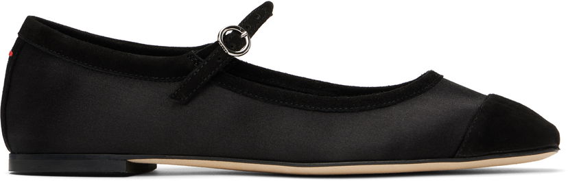 Kläder Aeyde Aeyde Uma Satin Toe-Cap Ballerina Flats Svart | A11-FL-RKLS08FL169-SS25-800-067