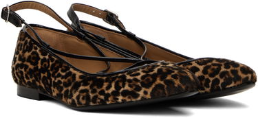 Sneakers och skor A.P.C. A.P.C. Katie Leopard Print Calf Hair Ballerina Flats Brun | PXBUM-F53309, 3