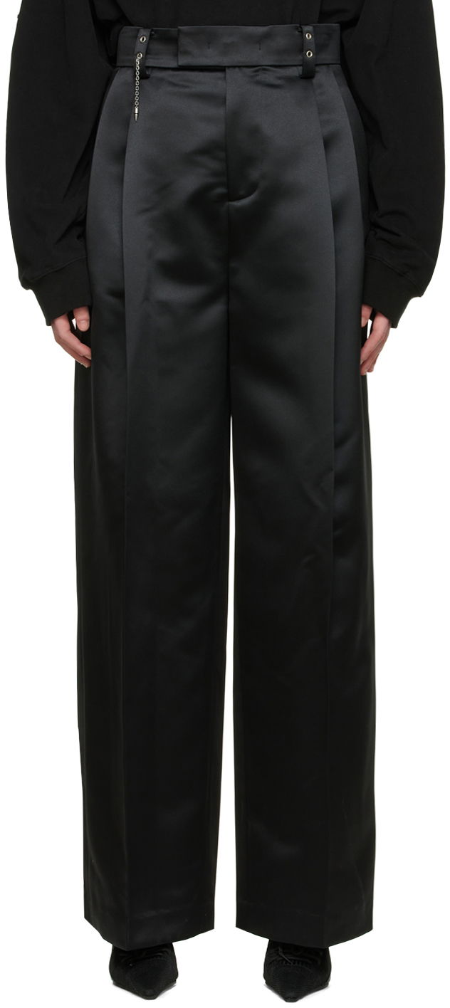 Byxor We11done We11done Satin Wide-Leg Trousers Svart | WD-PT1-22-234-M-BK