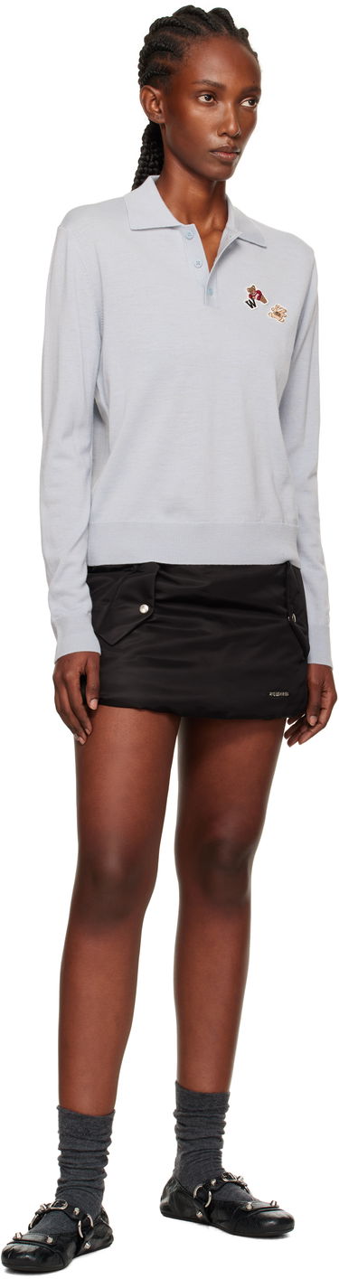 Polotröja We11done We11done Double Patched Knit Polo Blå | WD-KT2-25-679-W-GY, 3