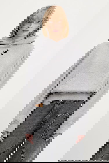 Sweatshirt JW Anderson JW Anderson Anchor Embroidery Cropped Hoodie Grå | JW0216.PG1719.907, 0