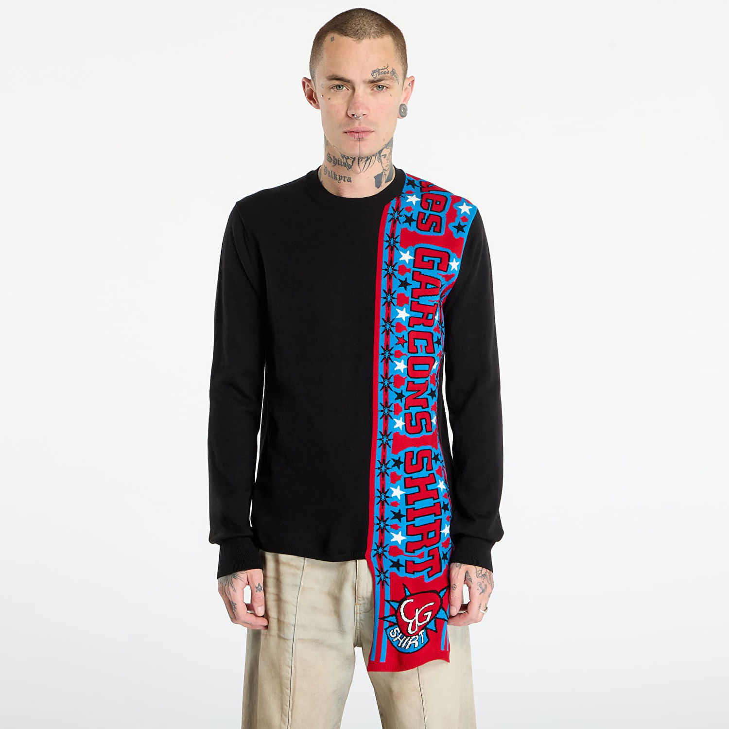 Sweater Comme des Garçons Comme des Garçons SHIRT Soccer Scarf Knitted Sweater Svart | FP-N004-W25 Black, 0