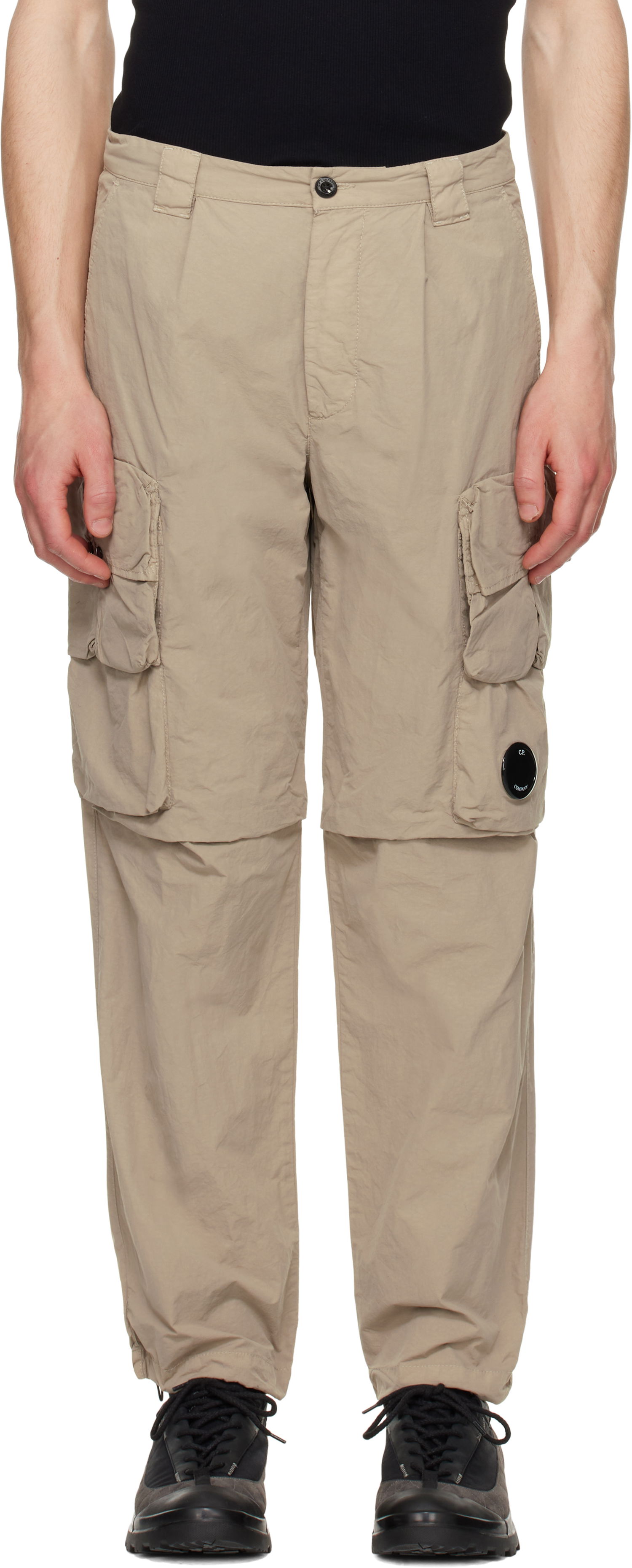 Cargo byxor C.P. Company C.P. Company Flatt Nylon Cargo Pants Beige | 18CMPA170A-005991G, 0