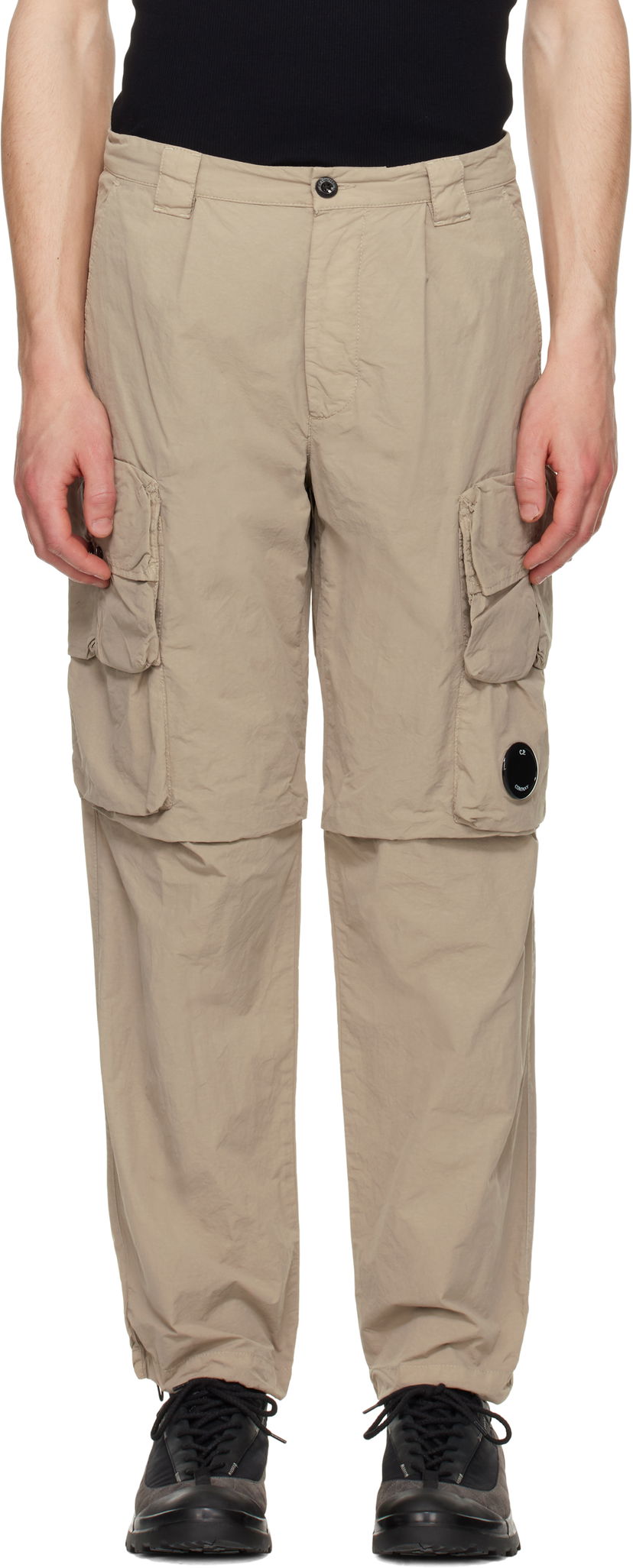 Cargo byxor C.P. Company C.P. Company Flatt Nylon Cargo Pants Beige | 18CMPA170A-005991G