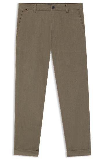 Byxor BOSS Modern-fit trousers in brushed twill Brun | 50549461