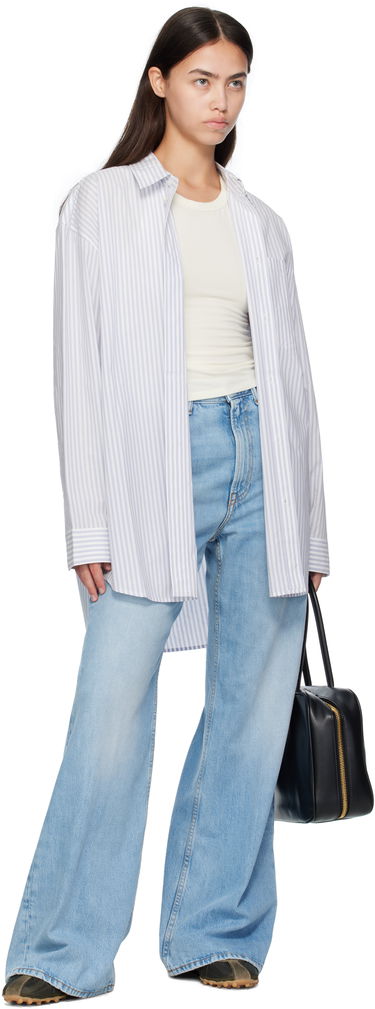Skjorta Acne Studios Acne Studios Striped Oversized Button-Up Shirt Blå | CB0117-, 3
