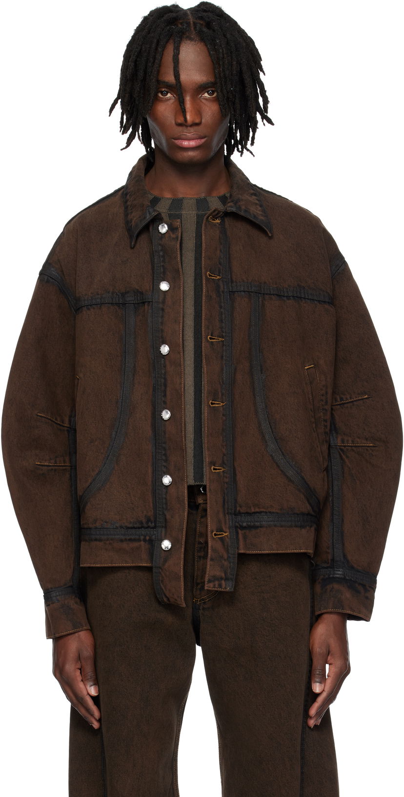 Jacka Eckhaus Latta Eckhaus Latta EL Redux Denim Jacket Brun | 1224-EL-PS25-O - OUTLINE