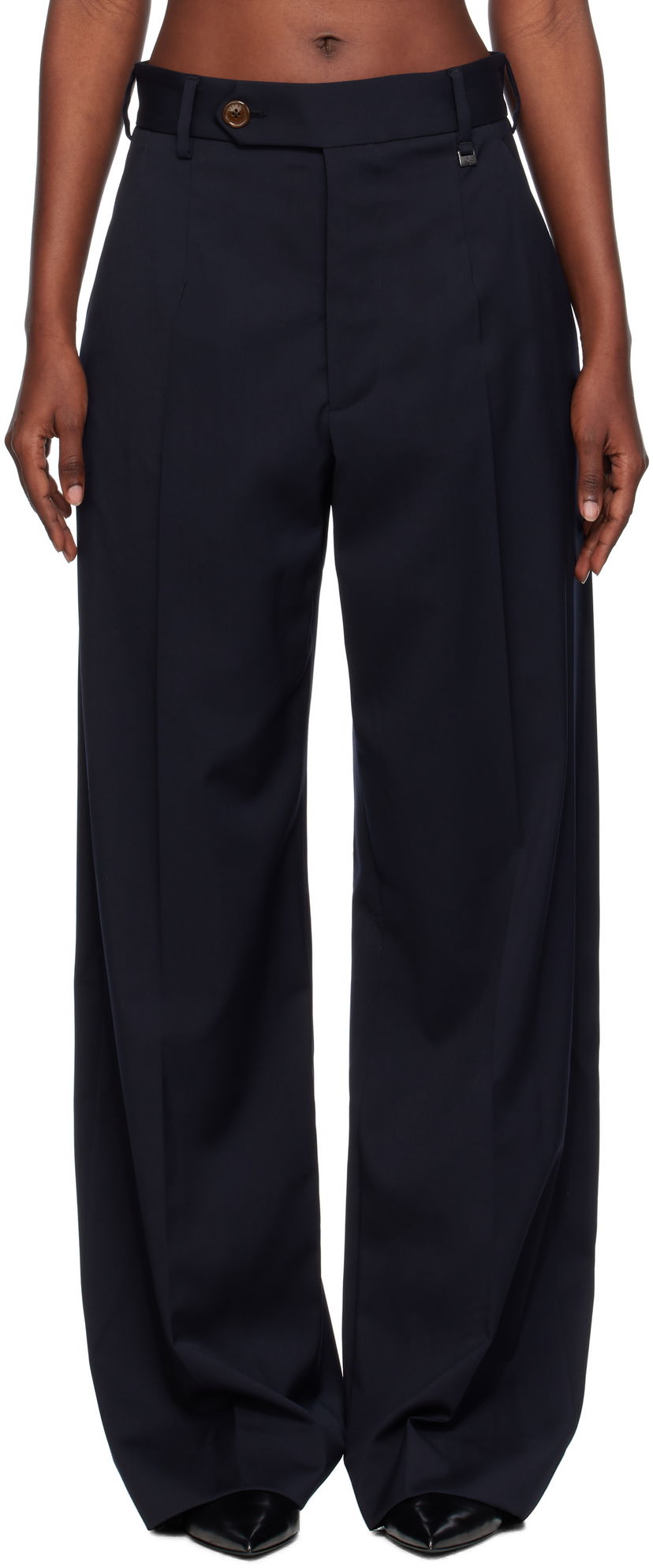 Byxor Vivienne Westwood Vivienne Westwood Lauren Wide-Leg Trousers Mörkblå | 1F01000Z-W018V-