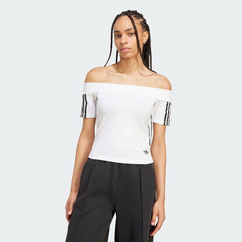 T-shirt adidas Performance Adicolor Bandeau Off-The-Shoulder Tee Vit | JV9741