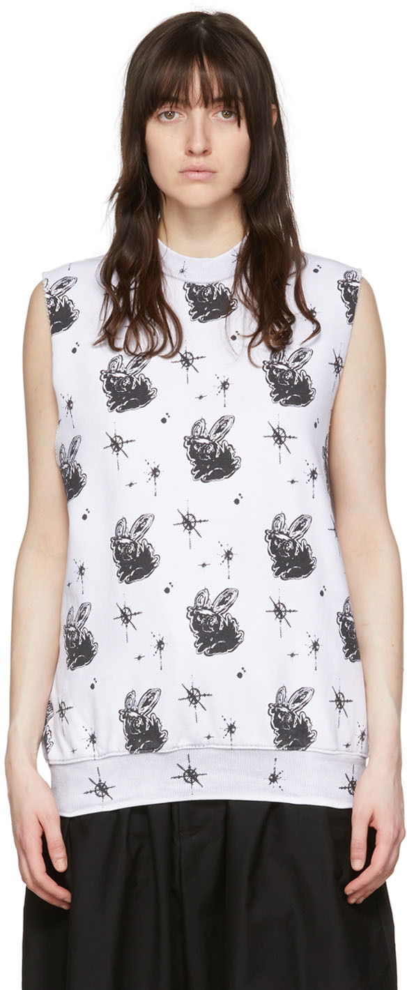 Linne We11done We11done Graphic Print Tank Top Vit | WD-TV1-22-559-U-WH