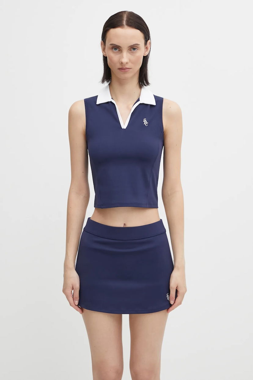 Polotröja Sporty & Rich Src Sports Sleeveless Cropped Polo Top Mörkblå | TO024621302BL107