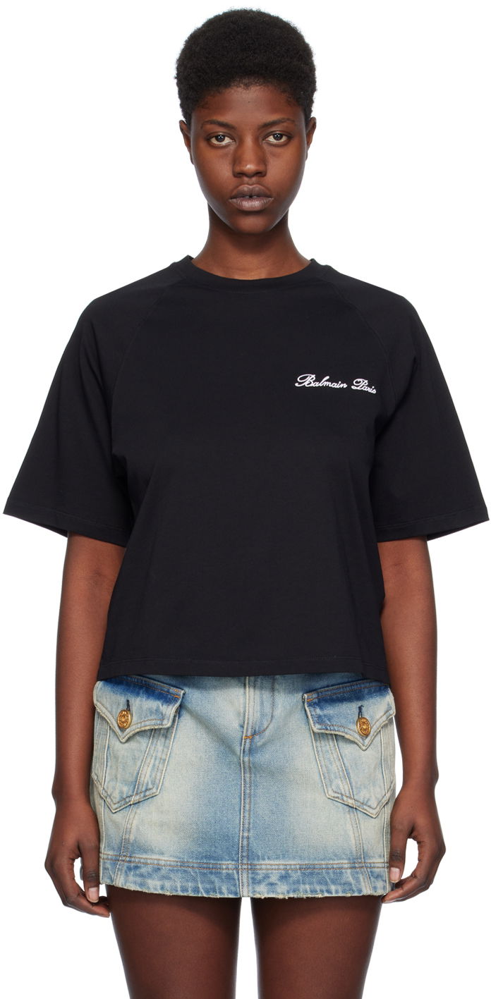 T-shirt Balmain Signature T-Shirt Svart | CF1EG085BC68, 0
