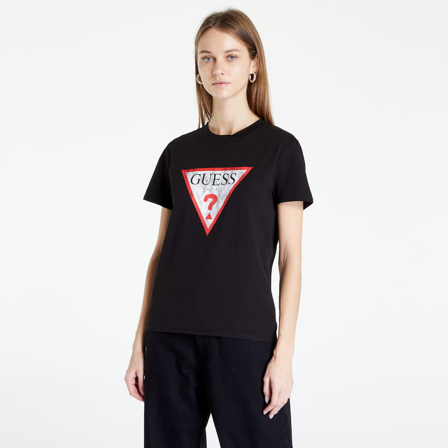 T-shirt GUESS Front Logo T-Shirt Svart | W2BI69K8FQ1-JBLK, 0