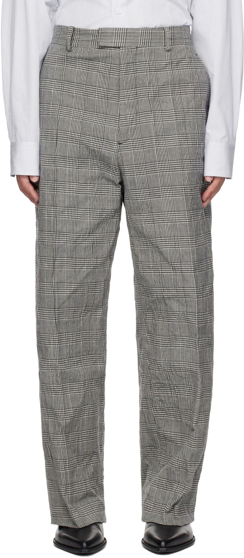 Byxor VETEMENTS Vetements Metalized Wrinkled Tailored Trousers Grå | UA66PA110G