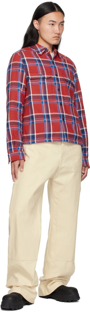 Skjorta Rick Owens Rick Owens DRKSHDW Hollywood Cropped Overshirt Röd | DL01E6299 HCPJP, 3