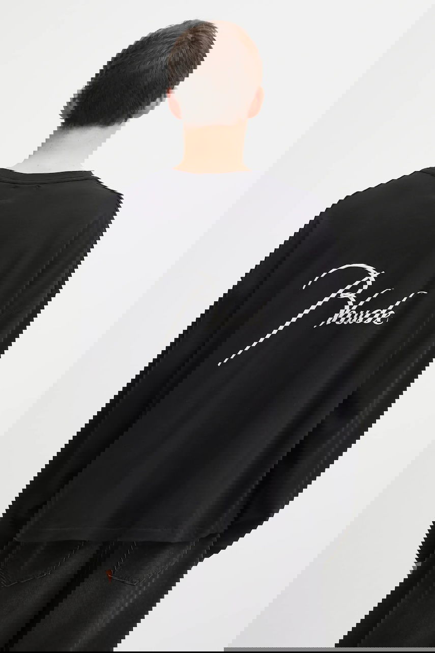 T-shirt Rhude Classique reverse Cotton Long-Sleeve T-Shirt Svart | RHFW25TT10012, 0