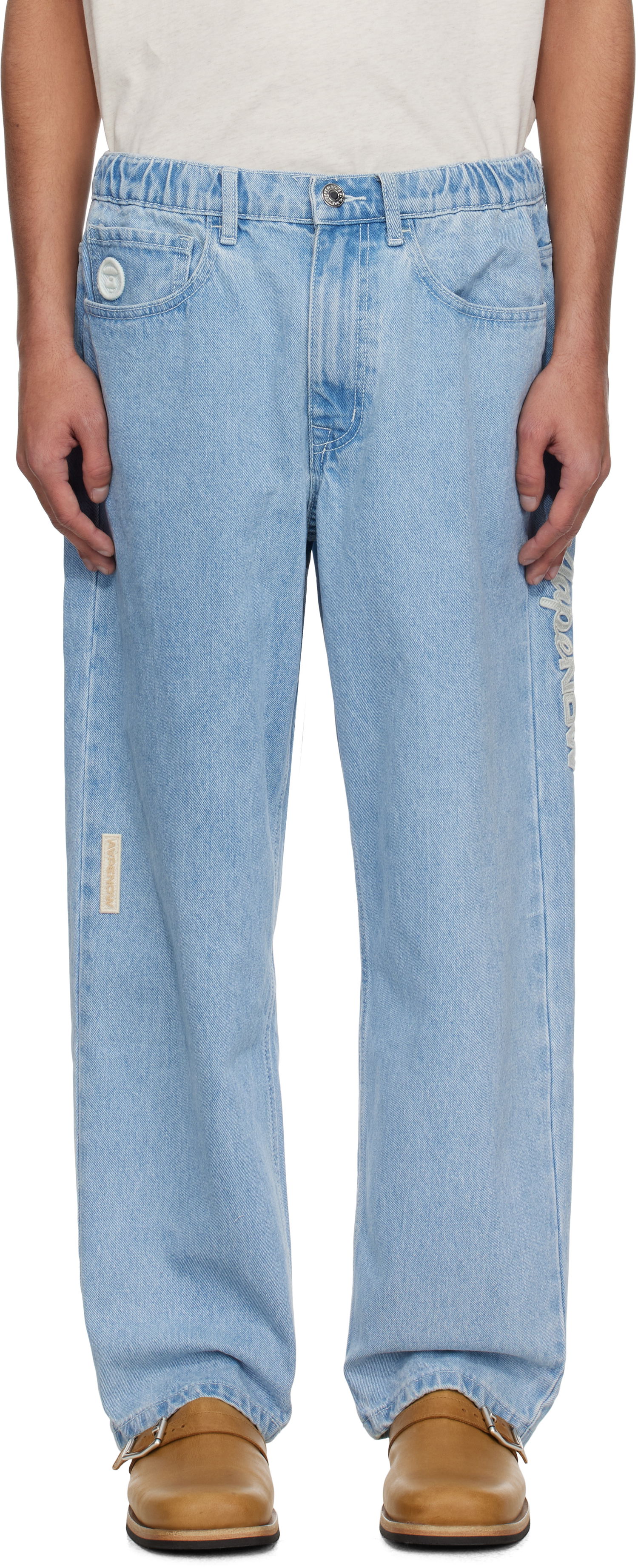 Jeans AAPE by A Bathing Ape AAPE by A Bathing Ape 'AAPE Now' Moonface Logo Jeans Blå | AAPPTMB662XBOBLL, 0