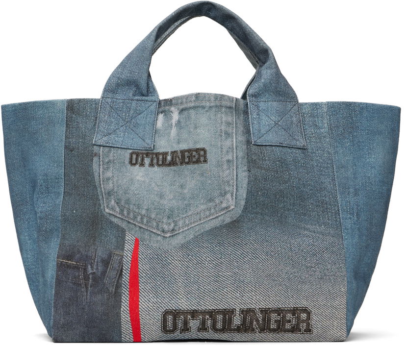 Tygpåse Ottolinger Ottolinger Denim Maxi Tote Bag Blå | 12890042801