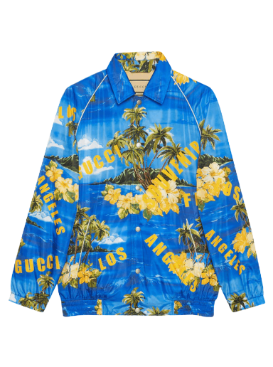 Jacka Gucci Printed Nylon Jacket Blå | 694137 ZAJI0 4216