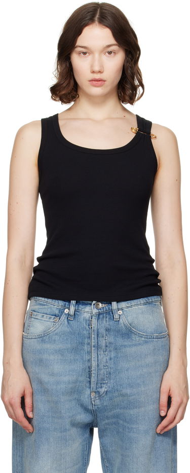 Linne Versace Versace Safety Pin Ribbed Tank Top Svart | 1020463_1A15333, 0
