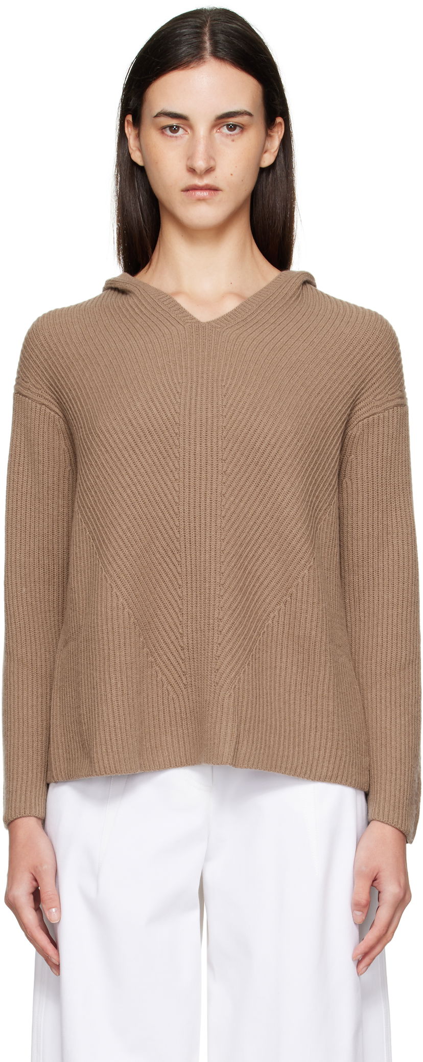 Sweatshirt Max Mara Max Mara Falcone Knit Hoodie Brun | 2529366031600
