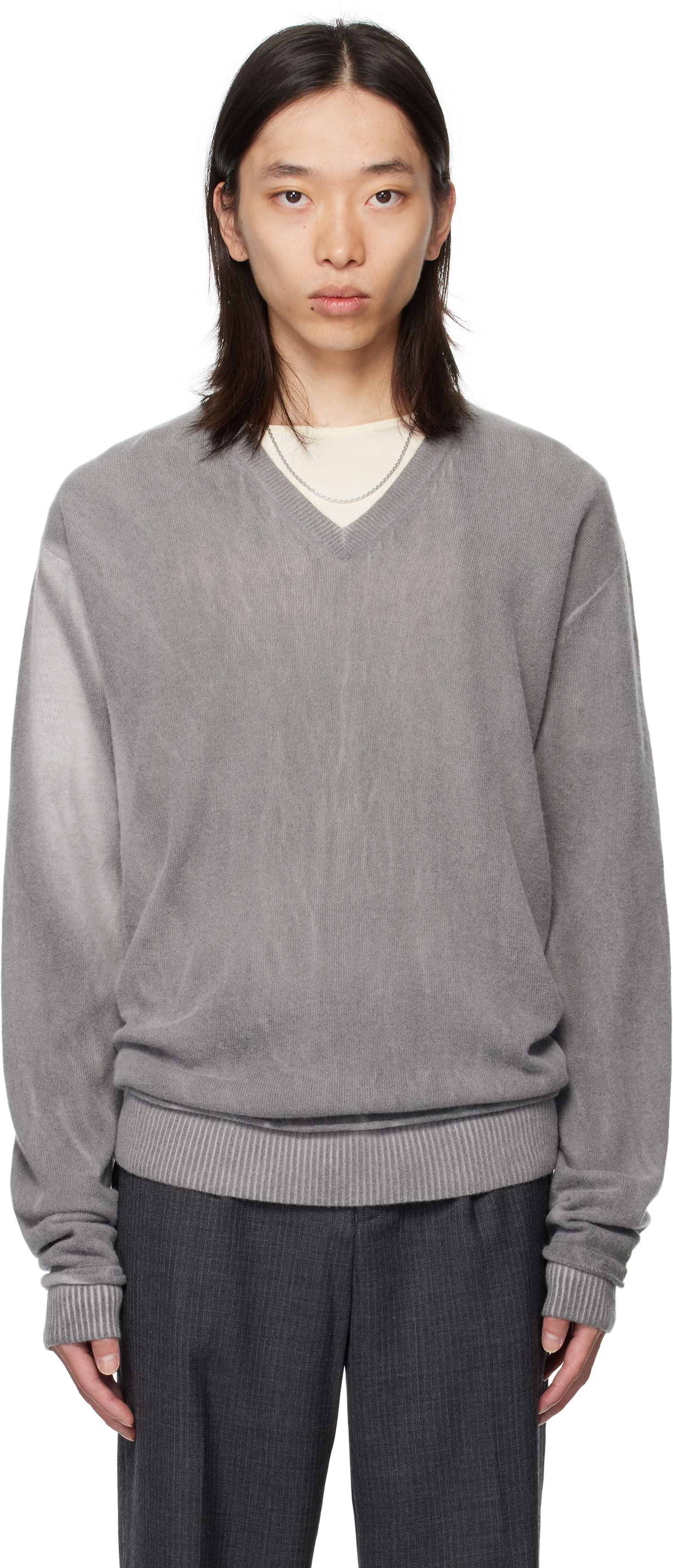 Sweater OUR LEGACY Our Legacy Parallel V-Neck Sweater Grå | M4253PGS, 0