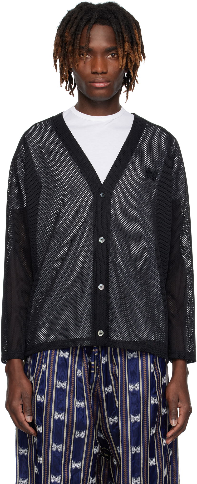 Sweater Needles NEEDLES Mesh Cardigan Svart | QV344
