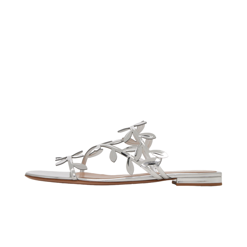 Sneakers och skor Gianvito Rossi Flavia 05 Leaf Detail Slide Sandals Metallisk | G15680-05RIC-MET