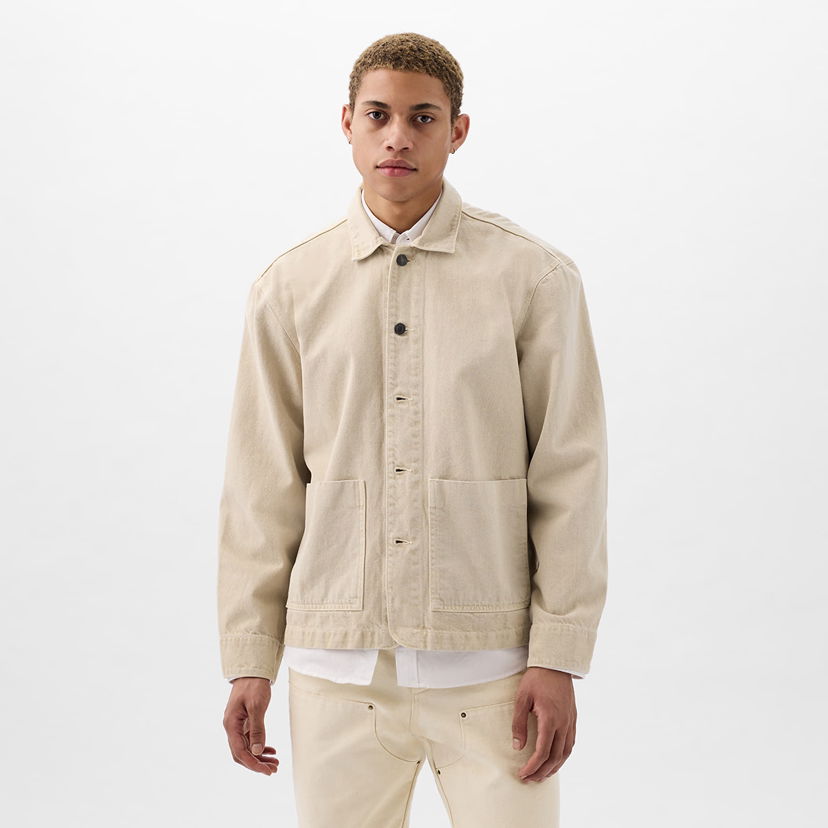 Jacka GAP Denim Chore Jacket Fresh Praline Beige | 881107-00