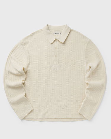 Polotröja Honor The Gift Textured Long Sleeve Knit Polo Beige | HTG250340-BONE, 0