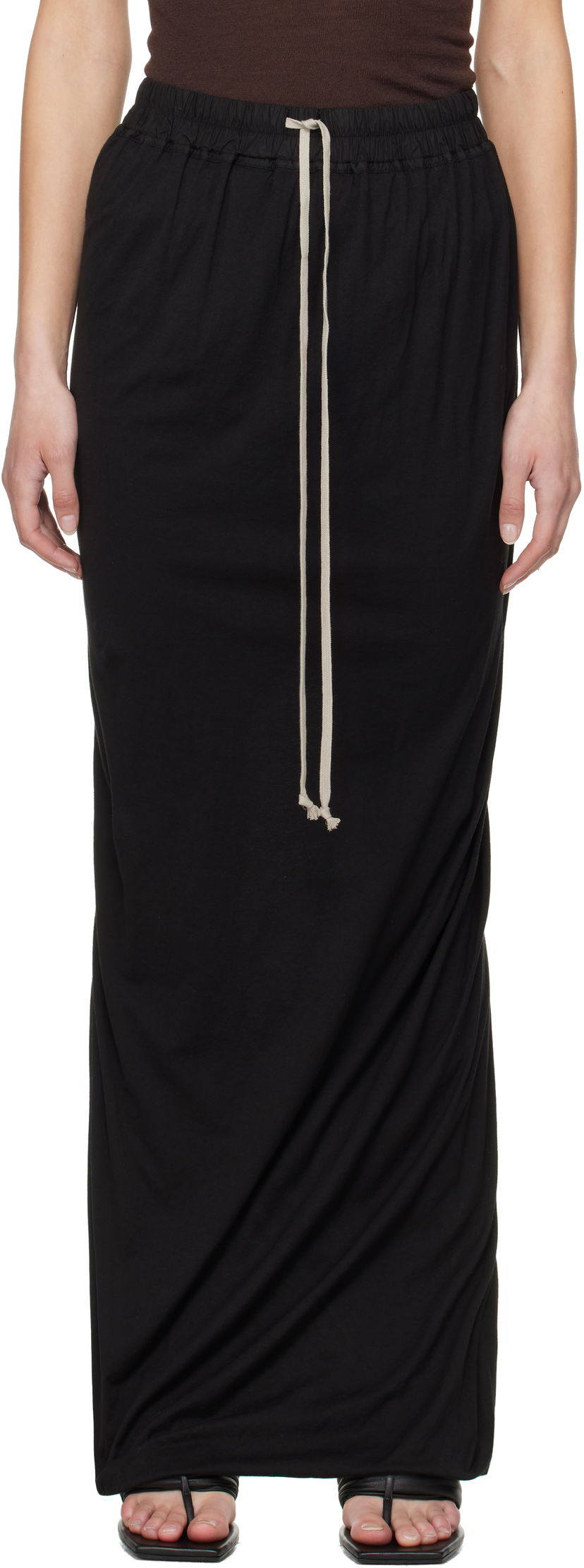 Kjol Rick Owens Rick Owens DRKSHDW Hollywood Pull On Maxi Skirt Svart | DS01E3332 BHDB
