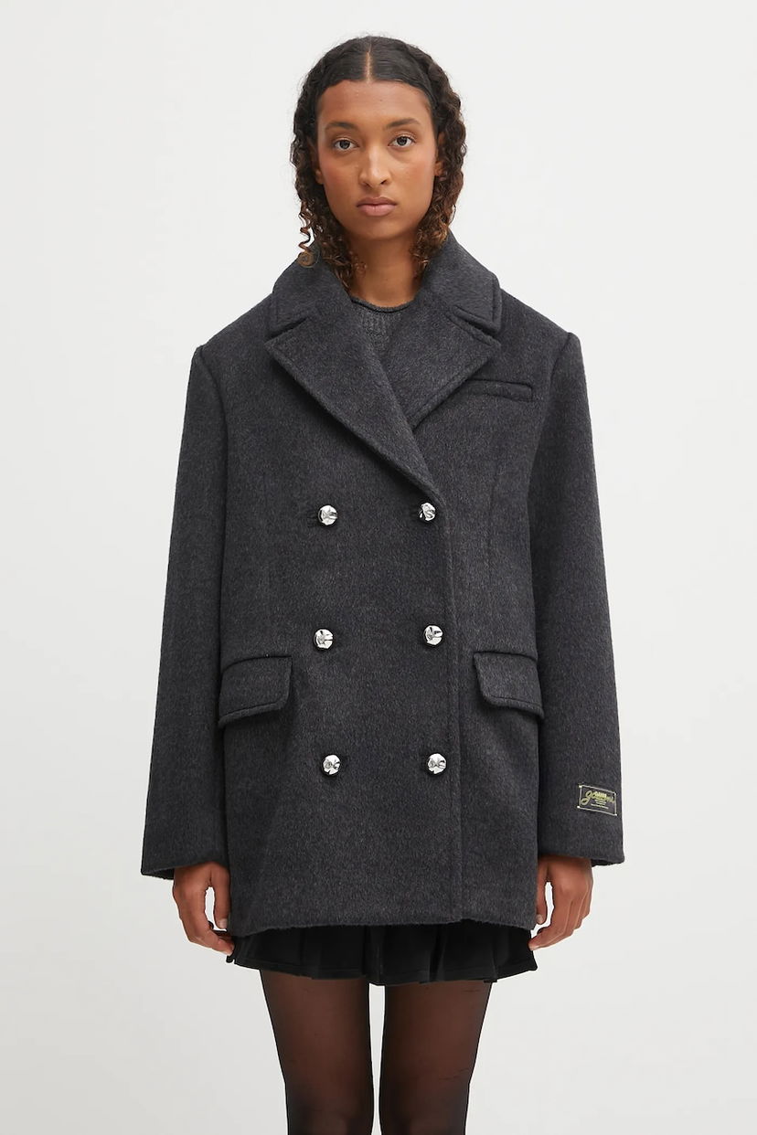 Rockar GANNI GANNI Double Faced Wool Doublebreasted Blazer Grå | W0567