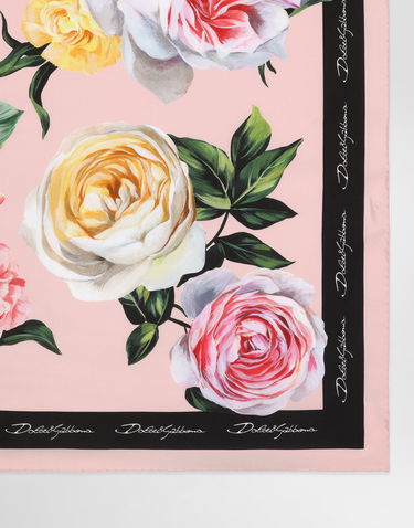Halsduk Dolce & Gabbana Dolce & Gabbana Rose and Peony Print Silk Twill Square Scarf (70x70) Rosa | FN092RGDCUIHF5IY, 3